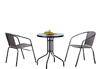 Комплект садових вуличних меблів круглий стіл Rico + 2 стільці Taco для балкона, літнього кафе, тераси ТM AMF