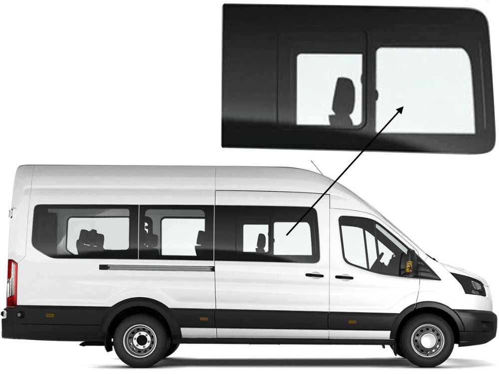 Бічне скло Ford Transit 2014-2023 салону з кватиркою переднє праве