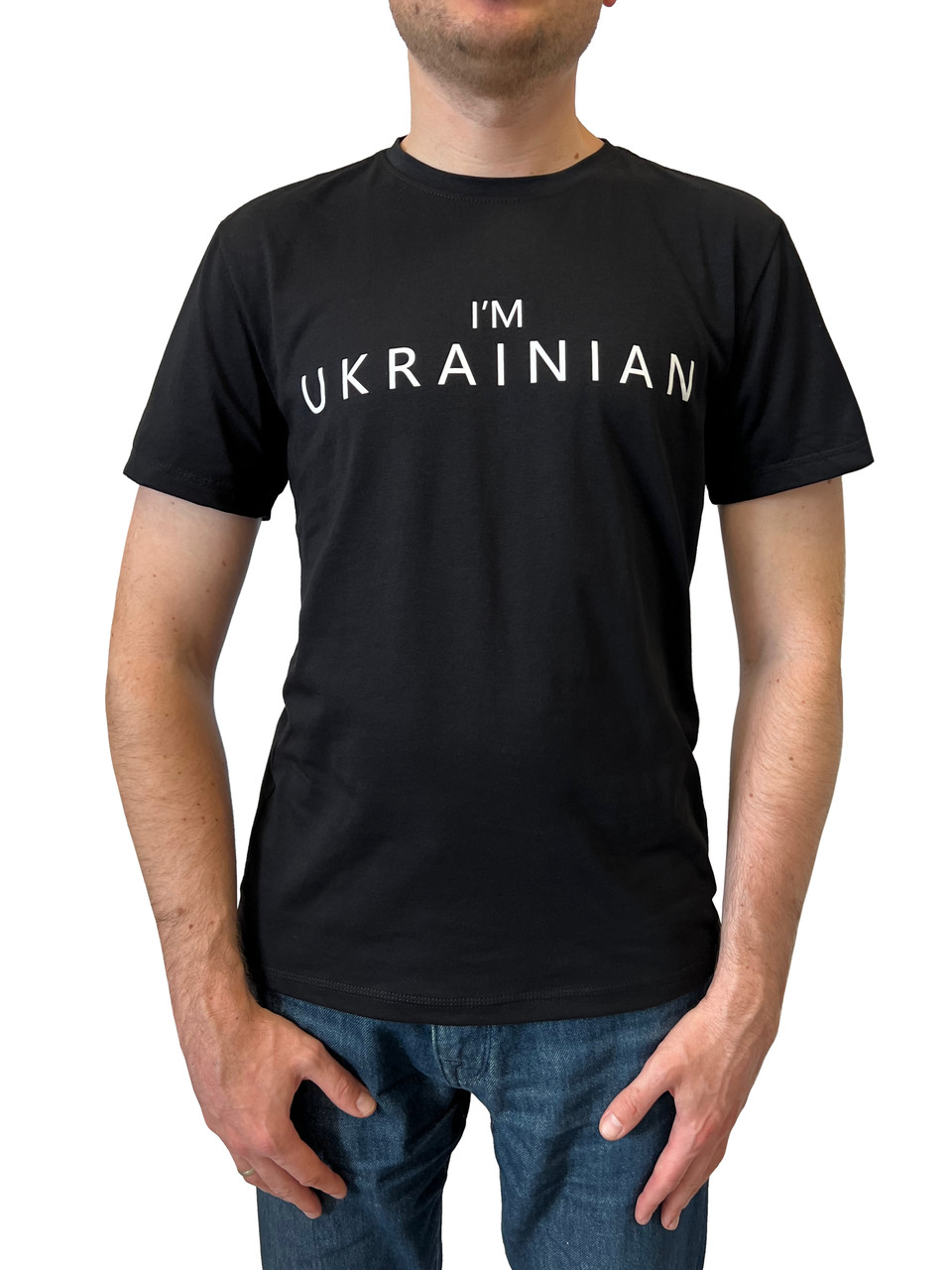 Патріотична футболка чорна для чоловіків I’m Ukrainian, модні стильні чоловічі футболки з написом