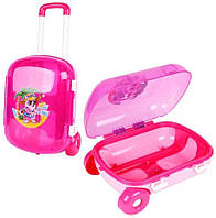 Чемодан детский игрушечный на колесиках, пластиковый, ТехноК 7037, для детей от 3 лет, Пакунок малюка