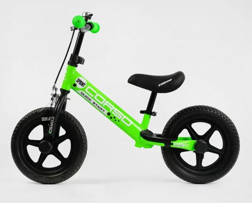 Велосипед беговел, детский велобег для малышей CORSO SPRINT, беговел с тормозами зеленый - фото 7 - id-p1856287037
