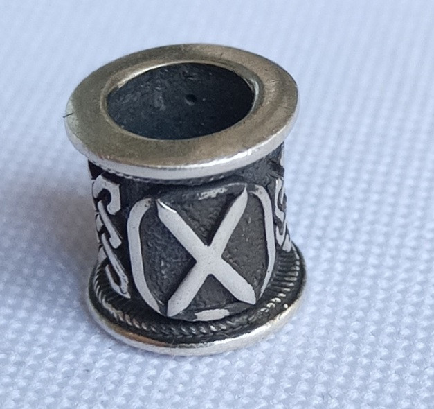 Намистина з руною Гебо з чорнінням з срібла 925 проби, фото 1