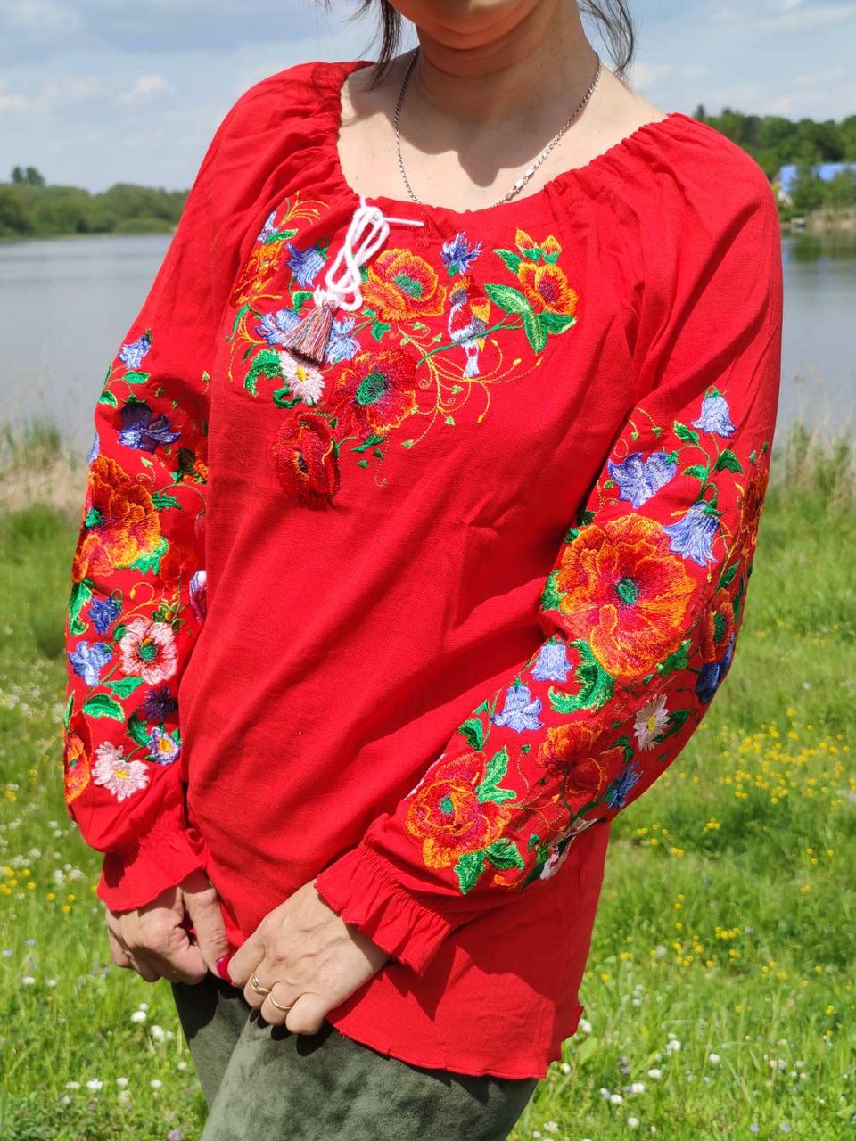 Вишиванка жіноча на льоні "Соловейко" , рукав 3/4 ,S-2ХL р-ри, фото 1