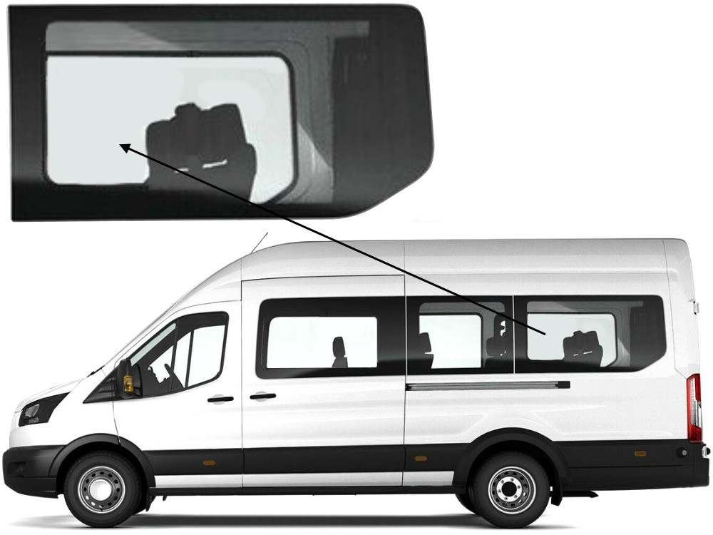 Бічне скло Ford Transit 2014-2023 салону заднє ліве довга база