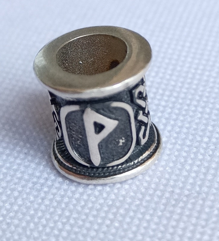 Намистина з руною Вуньо з чорнінням з срібла 925 проби, фото 1