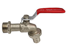 Кран для поливу 1/2" кульовий латунний V&G Optima червона ручка