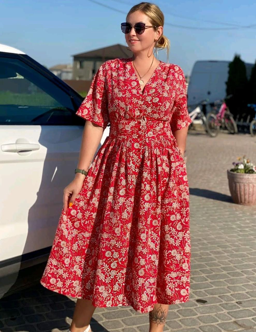 Плаття літне жіноче з квітковим принтом натуральна легка тканина (M,L,XL,2XL)