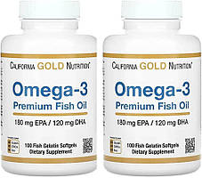 California Gold Omega-3 Premium Fish Oil, 100 шт., (омега 3)