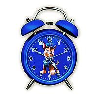 Детские настольные часы-будильник металл (12х17х6см) "Щенячий патруль (Paw Patrol)/ Гончик Чейз, Гонщик" синий