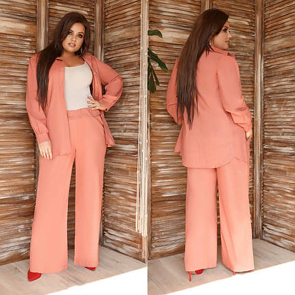 Неймовірний жіночий костюм-двійка, тканина "Льон" 52, 54, 58 розмір 52, фото 1