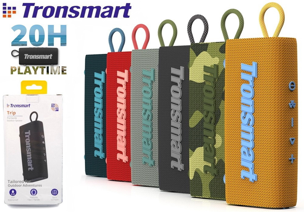 Портативна колонка Tronsmart TRIP (10Вт, IPX7, Bluetooth 5.3, USB Type-C, AUX, 20год роботи), КОЛІР НА ВИБІР!