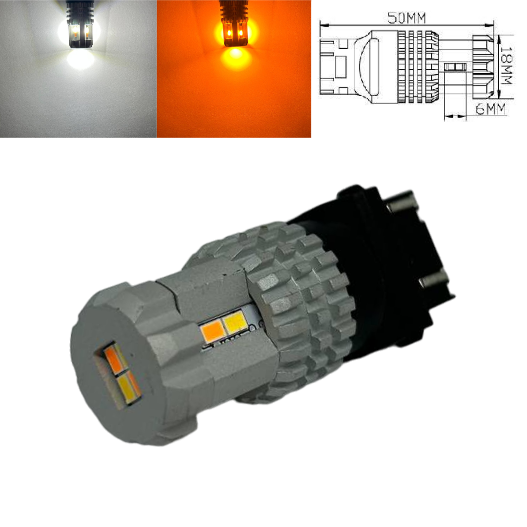 Світлодіодна автолампи LED BSmart BS5s ДХО Поворот T25 P27/7W 3157 12V 12 SMD 3020 Білий/Жовтий