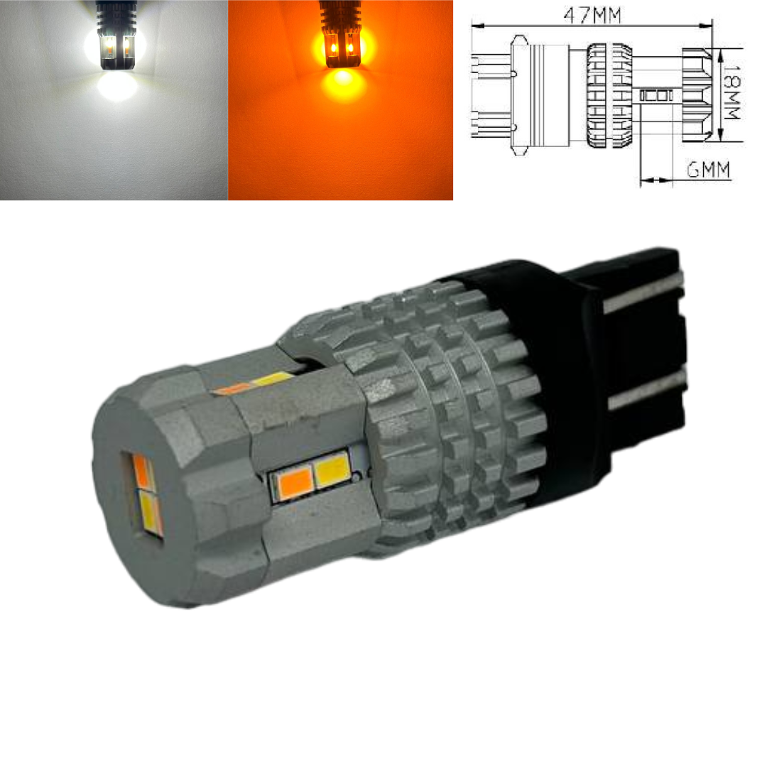 Світлодіодна автолампи LED BSmart BS5s ДХО Поворот T20 W21/5W 7443 12V 12 SMD 3020 Білий/Жовтий