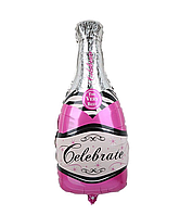Воздушный шар "Бутылка Шампанского розовая Celebrate" (Китай), 60 см