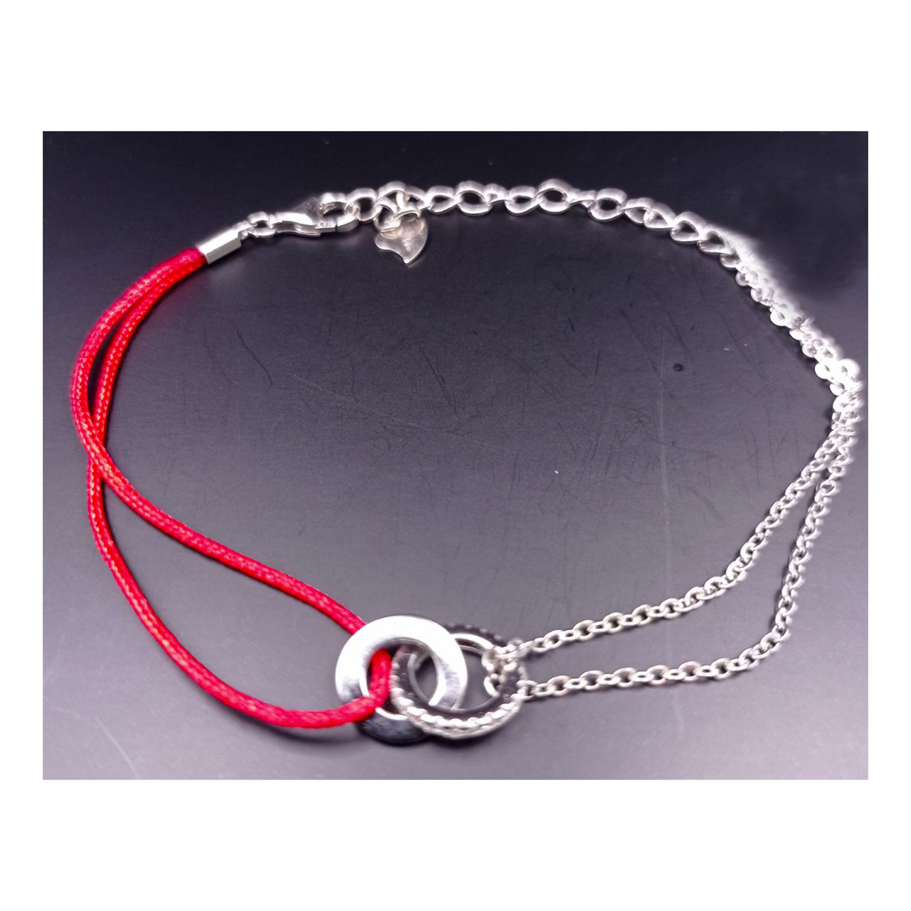 Браслет срібний червона нитка, фото 1