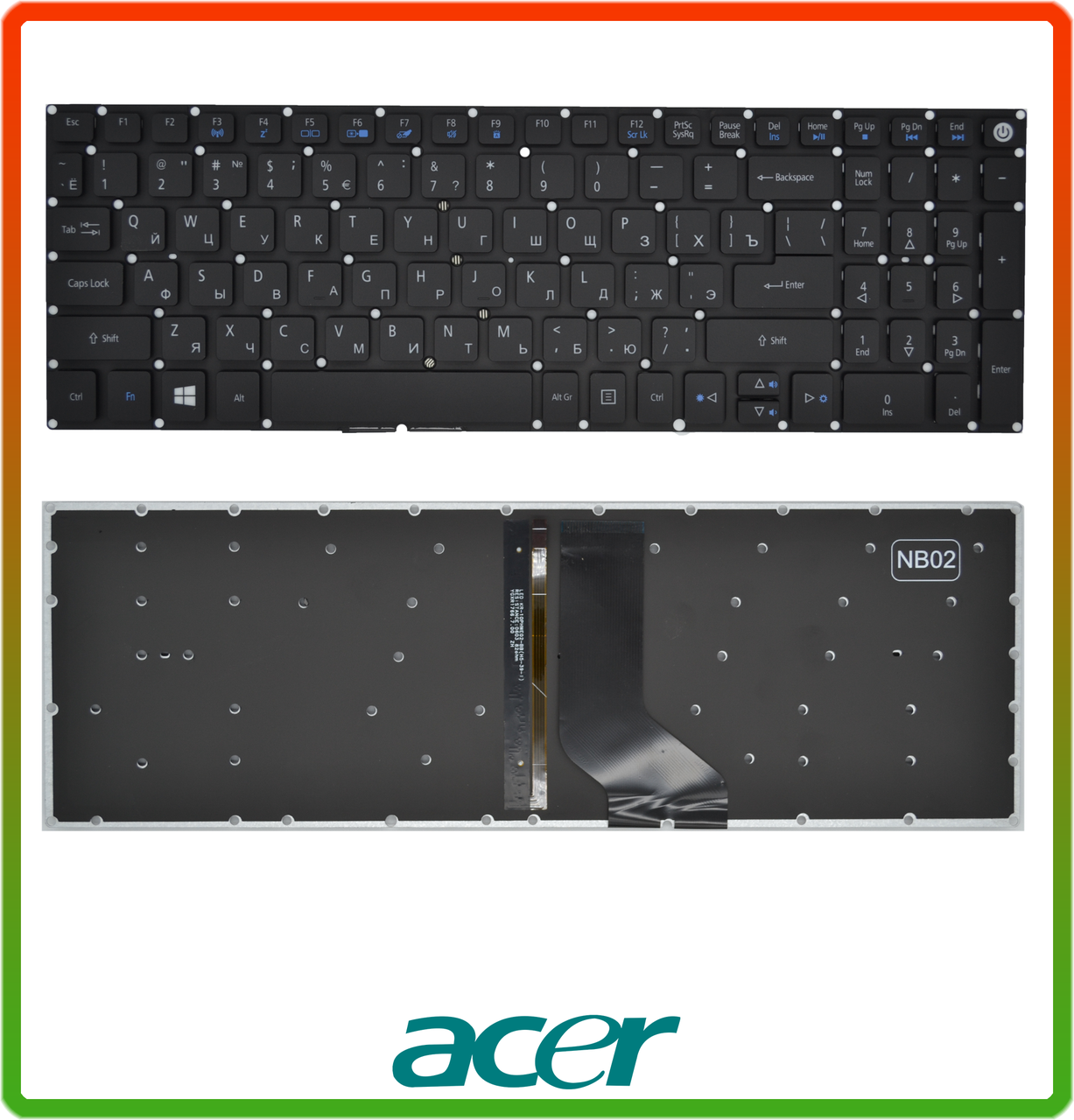 Клавиатура Acer Aspire 7 A715-71 A715-71G A715-72 A715-72G с подсветкой ...