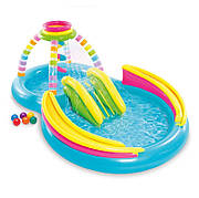 Надувний ігровий центр Intex 56137 "Веселка" (297х193х135 см) гірка, душ