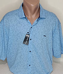 Чоловіча батальна теніска Paul Smith vk-0132 блакитна в принт Туреччина, чоловіча сорочка з коротким рукавом 7XL