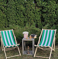 Розкладне дерев’яне крісло шезлонг з тканиною, для дачі, пляжу чи кафе. Крісла садові терасні дерев'яні. Лежак шезлонг