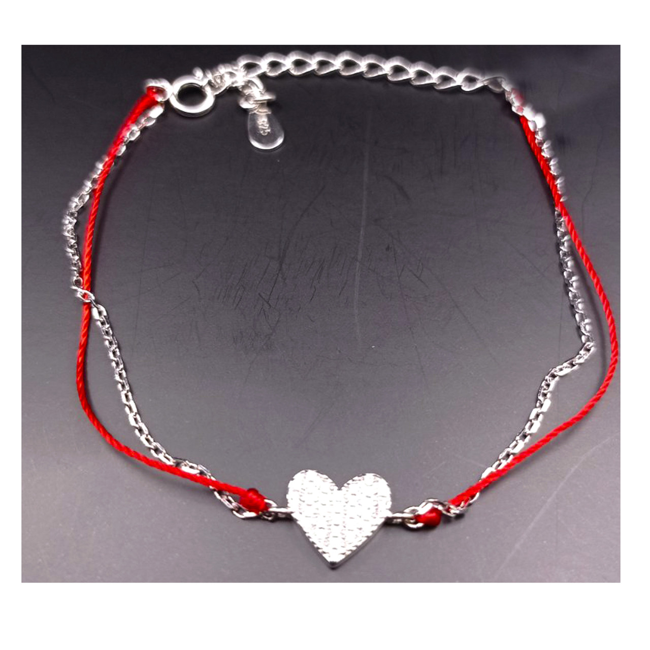 Браслет срібний червона нитка, фото 1
