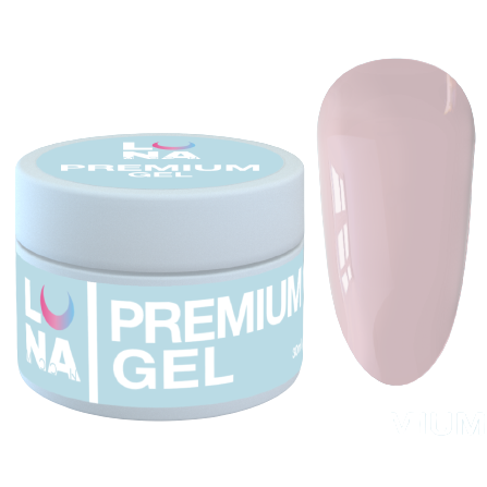 Гель для нарощування нігтів Luna Gel Premium №19, 30 мл (біло-рожевий)