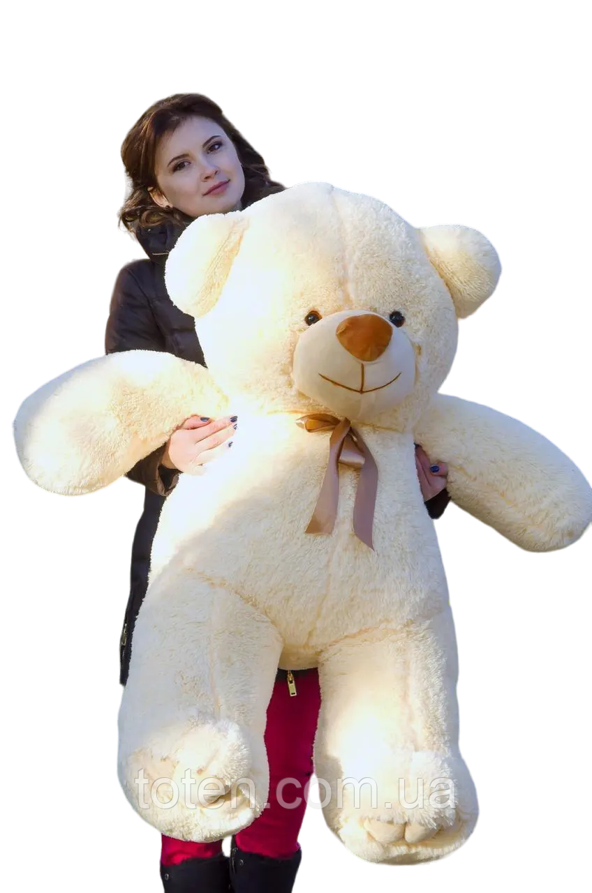 Ведмідь великий ведмедик м'яка іграшка високоякісний плюш наповнювач синтепон холофайбер бежевий 130 см, фото 1