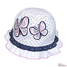 Панамка біло-синя "Два метелики" для дівчинки (46 см.)  David's Star