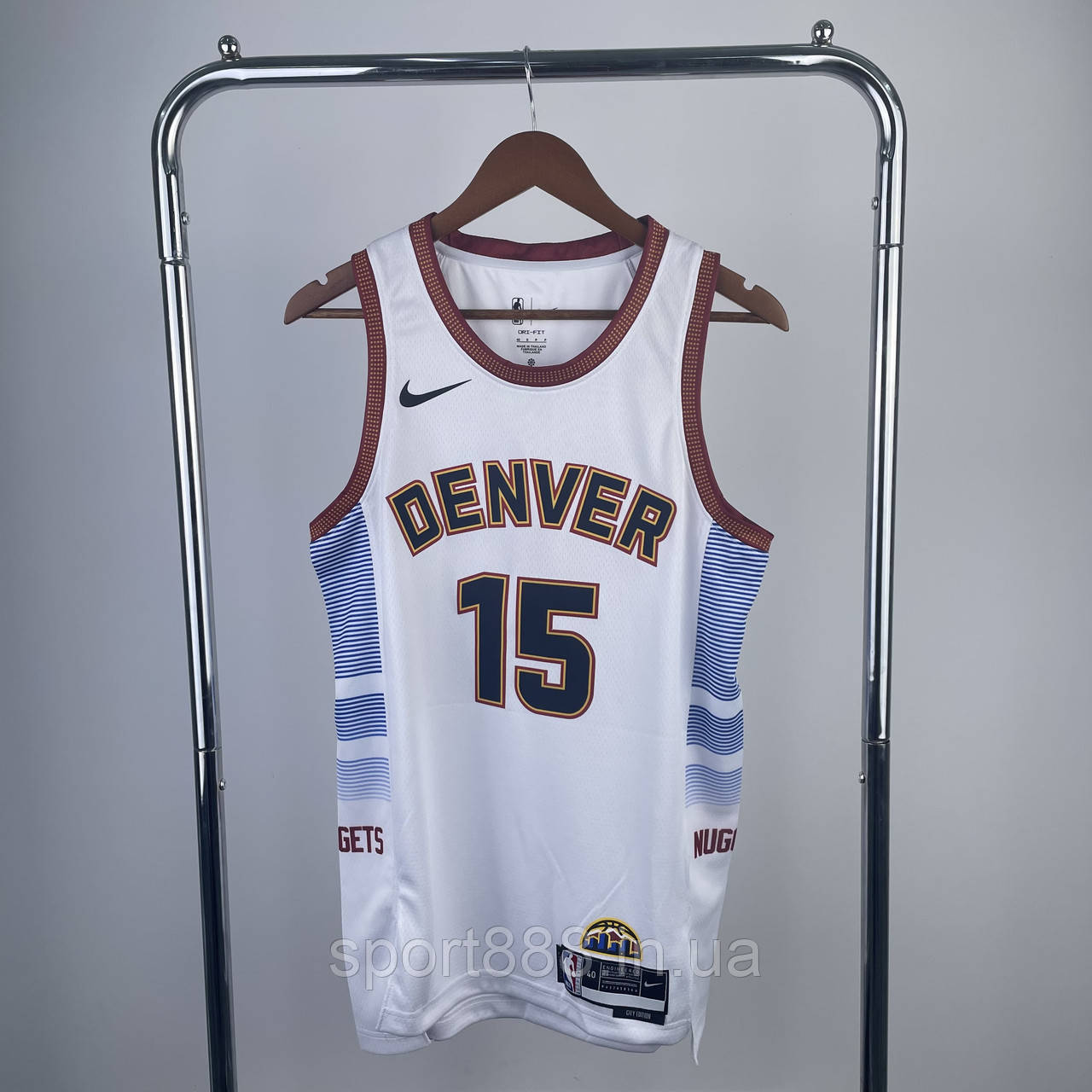 Чоловіча баскетбольна біла майка Йокіч Денвер Наггетс Nike Jokic No15 Denver Nuggets City Edition 2023