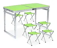 Стол туристический усиленный с 4 стульями Folding Table ножки кватратные Зеленый