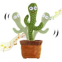 Танцующий кактус поющий с подсветкой, 58 песен, 31 см Dancing Cactus / Интерактивная игрушка повторюшка