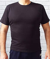 Летняя мужская футболка черная однотонная (батал), мужские нательные футболки хлопок