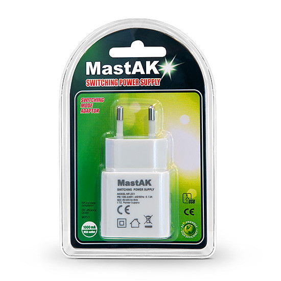 Зарядний пристрій MastAK MF-221 (USB 5v 1A), фото 1