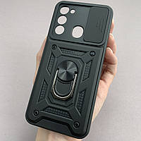 Чохол для Tecno Spark 8C (KG5k) протиударний зі шторкою з кільцем чохол на телефон техно спарк 8с чорний crt