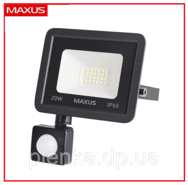 Світлодіодний прожектор із датчиком руху 20 W MAXUS FL-04 5000 K sensor