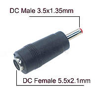 Переходник DC гнездо (Female) 5.5x2.1mm на штекер (Male) 3.5x1.35mm