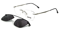 Безоправные очки с тонкими линзы и солнцезащитной насадкой (по рецепту/плюс/минус/астигматика)