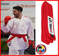 Пояс для карате кімоно з ліцензією WKF червоний SMAI SM B001 RWKF одяг для єдиноборств