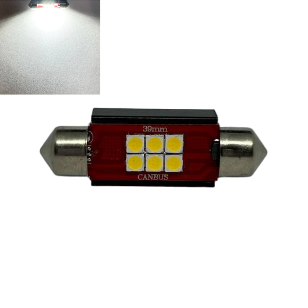 LED автолампи лід діодна BS8t C5W 12В - 24В 6SMD 39 мм білий