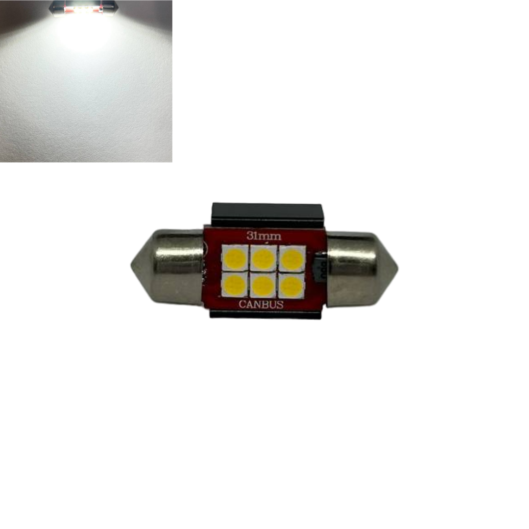 LED автолампи лід діодна BS8t C5W 12В - 24В 6SMD 31 мм білий