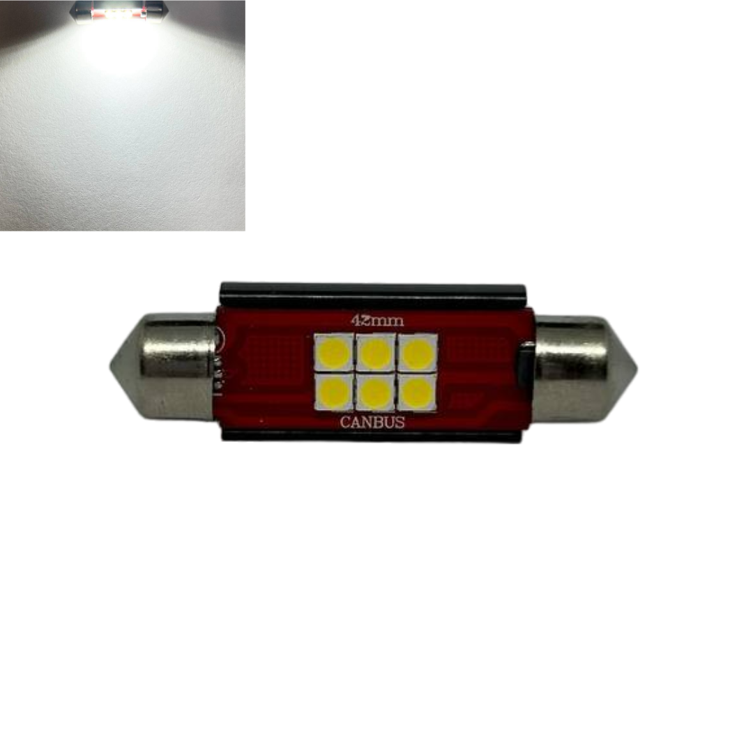 LED автолампи лід діодна BS8t C5W 12В - 24В 6SMD 41 мм білий