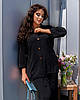 Костюм літній чорного кольору з сорочкою на гудзиках та прямими штанами (54-56), фото 2