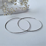 Серебряные тонкие женские серьги сережки кольца 60 мм серебро 925 покрыто родием 1124с 2.75г