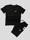 Чоловічий літній костюм Nike Футболка + Шорти чорний комплект Найк, фото 4