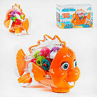 Музыкальная игрушка Рыбка с прозрачным корпусом, 8701 підсвічування, мелодії, колеса вільного ходу