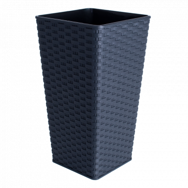 Вазон для квітів високий підлоговий "Ротанг" квадратний 22*22*41,5см (граніт)