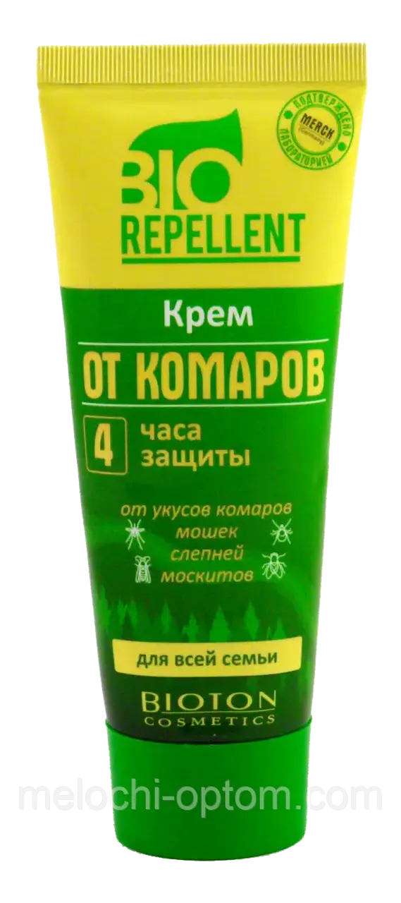 Крем від комарів БІОТОН Biorepellent 4 години захисту, 75ml захист від мошок, москітів, гілок, кліщів.