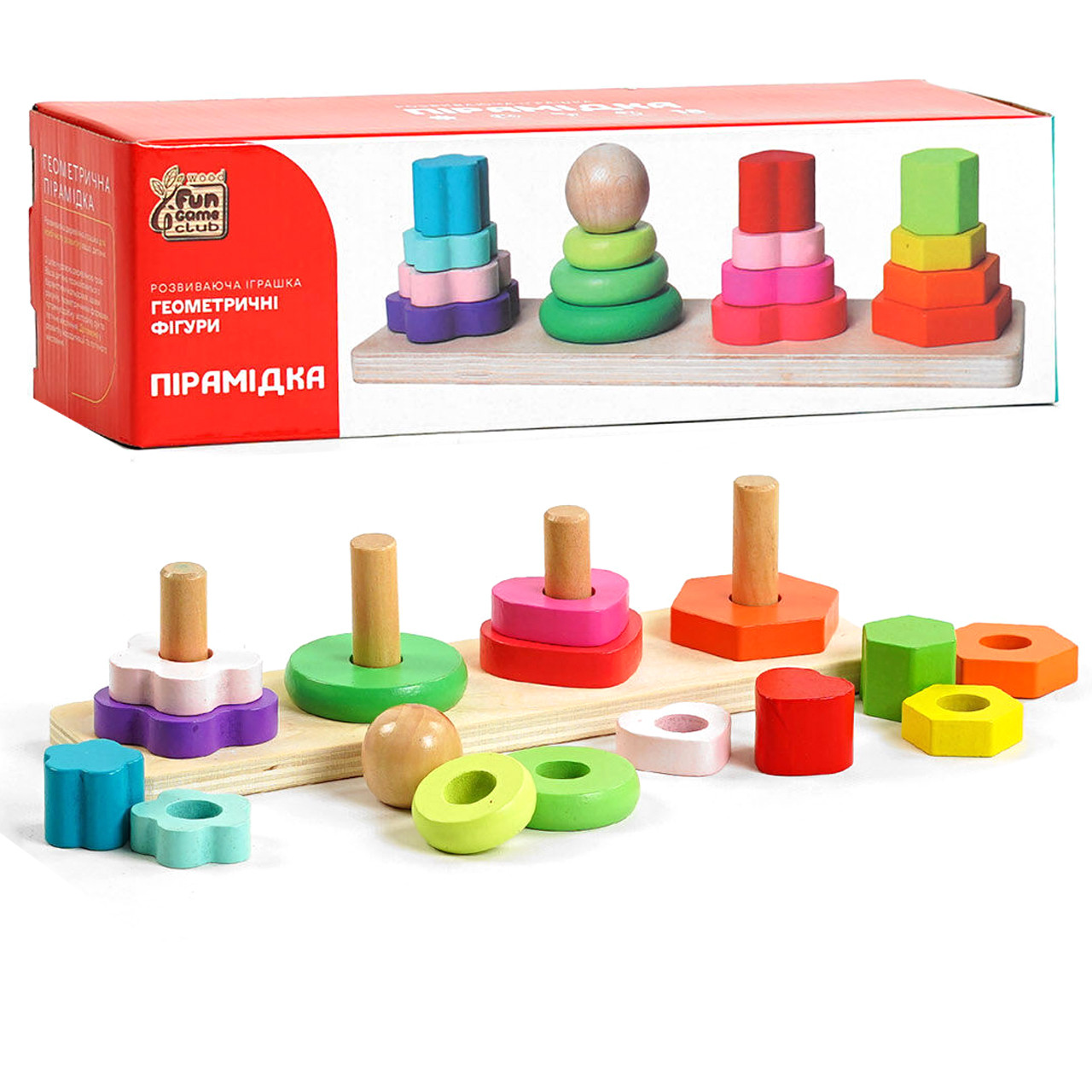 Дерев`яна гра "Пірамідка" "4FUN Game Club wood", в кор., 27*7,5*8 см. (68342)