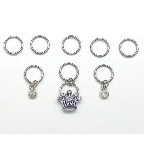 КОРОНА КОРОЛЕВІ — ПІРСІНГ ДЛЯ ВОЛОССЯ #386, НАБІР (8ШТ), СЛІБЛЯСТІВ, фото 1