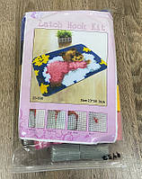 Набор для ковровой вышивки мишка в розовом коврик (основа-канва, нитки, крючок для ковровой вышивки) (4437)