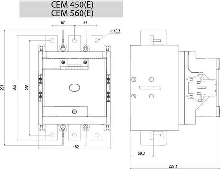 Контактор CEM 560E.22-255V-AC/DC, 560А, 2НВ+2НЗ, 4656307 ETI, фото 3